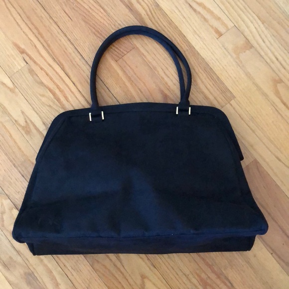 Donna Karan Bags Donna Karen Faux Suede Tote Bag Black With Gold